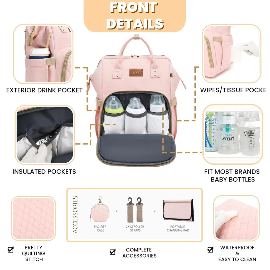 Pink Diaper Backpack Set (35L)