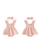 Floral Ruffle Romper Dress Set