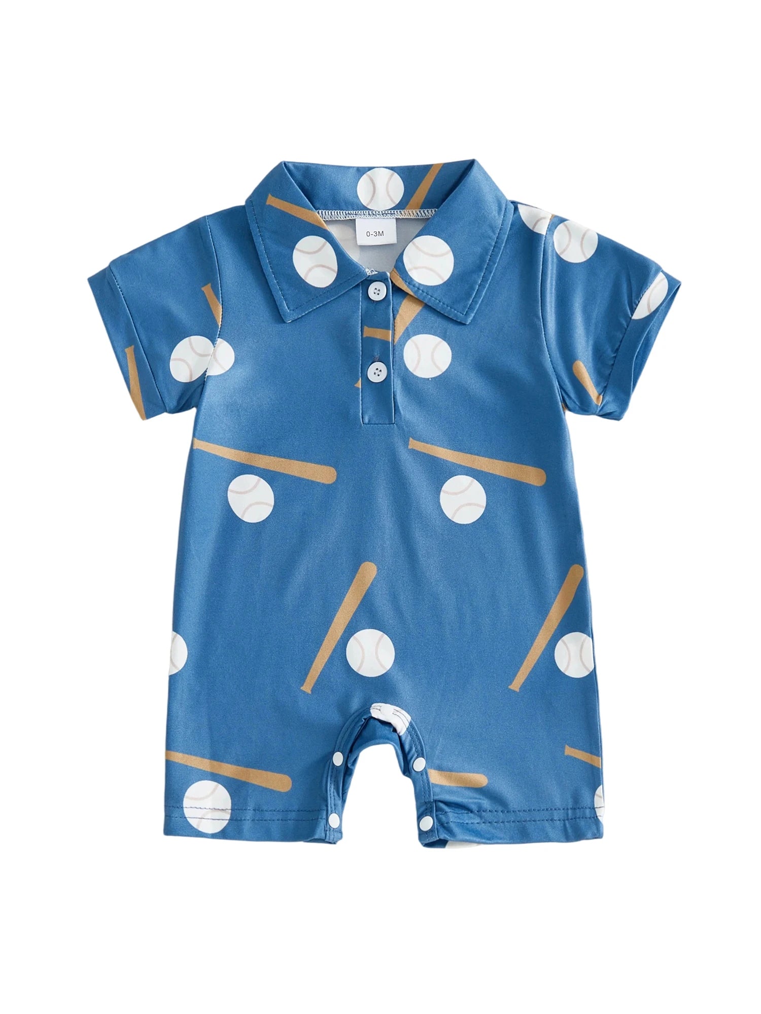 Baseball Print Baby Romper