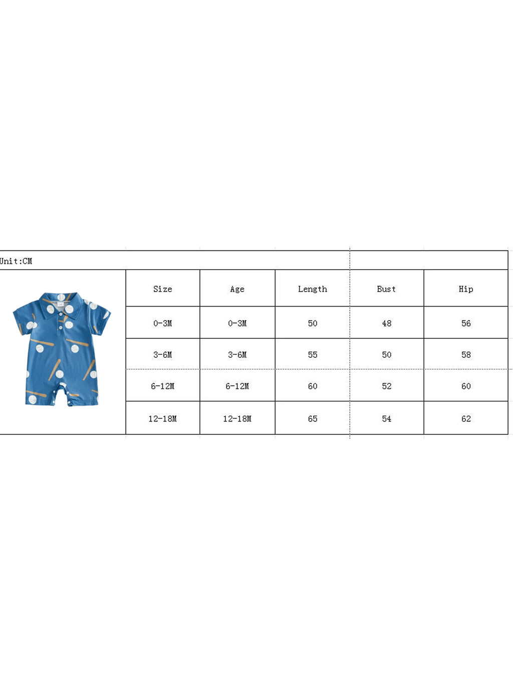 Baseball Print Baby Romper