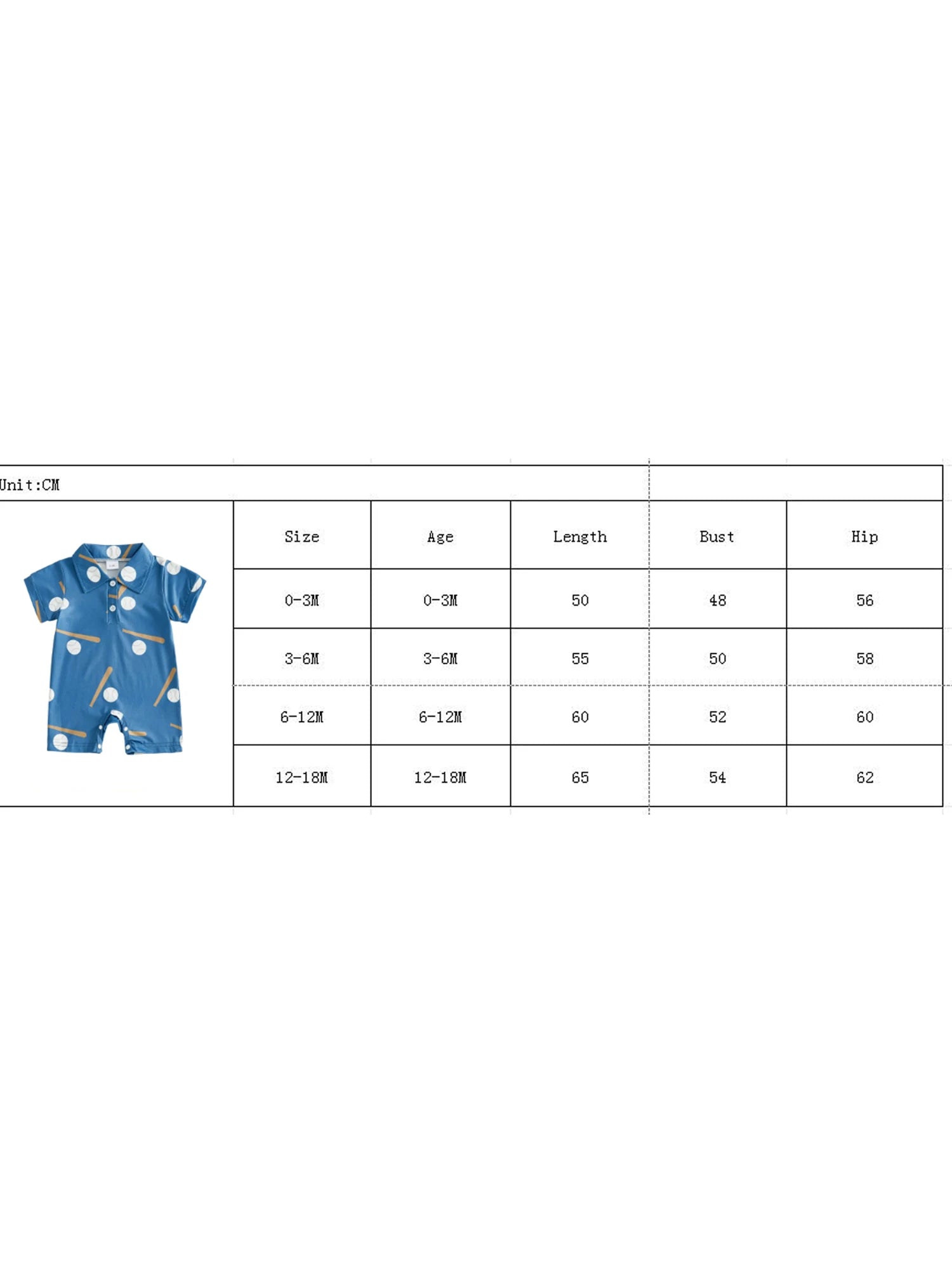 Baseball Print Baby Romper