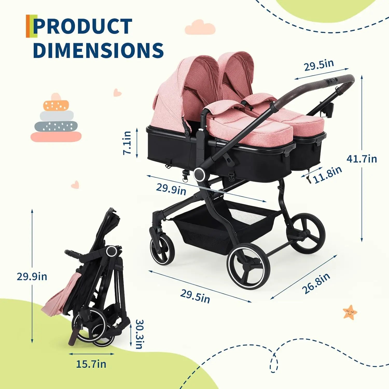 Side-by-Side Twin Stroller