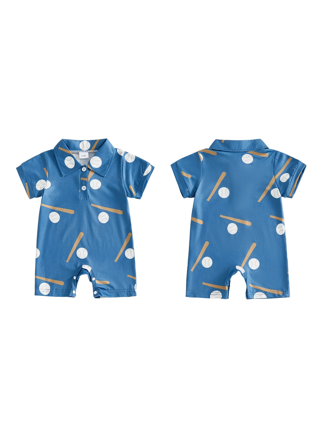 Baseball Print Baby Romper