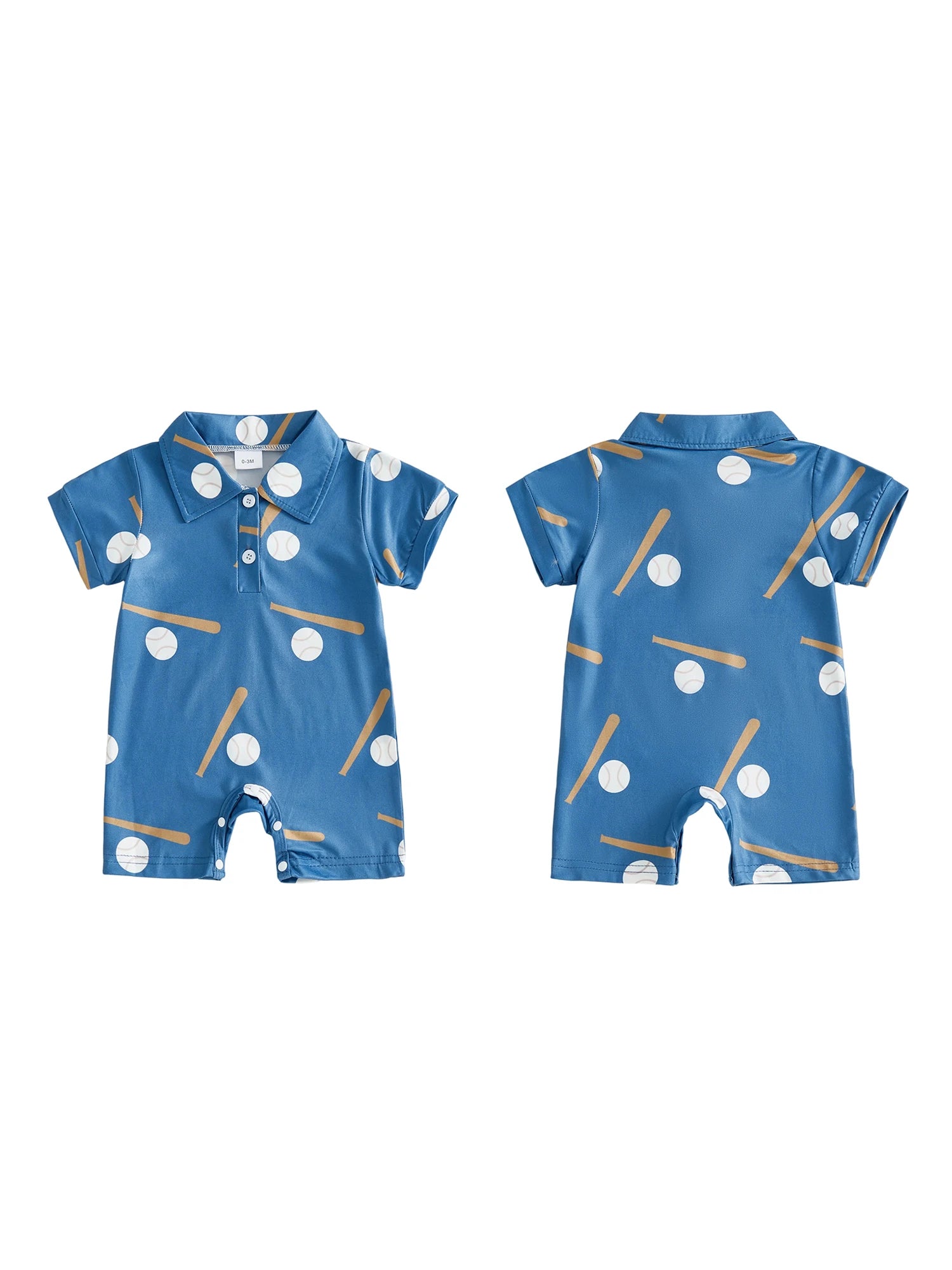 Baseball Print Baby Romper