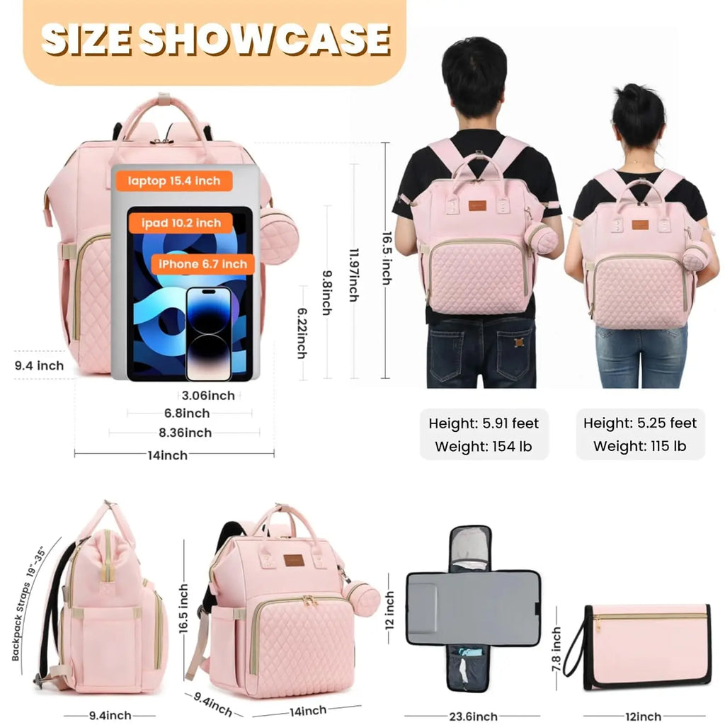 Pink Diaper Backpack Set (35L)