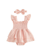 Floral Ruffle Romper Dress Set