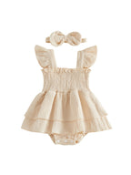 Floral Ruffle Romper Dress Set