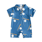 Baseball Print Baby Romper